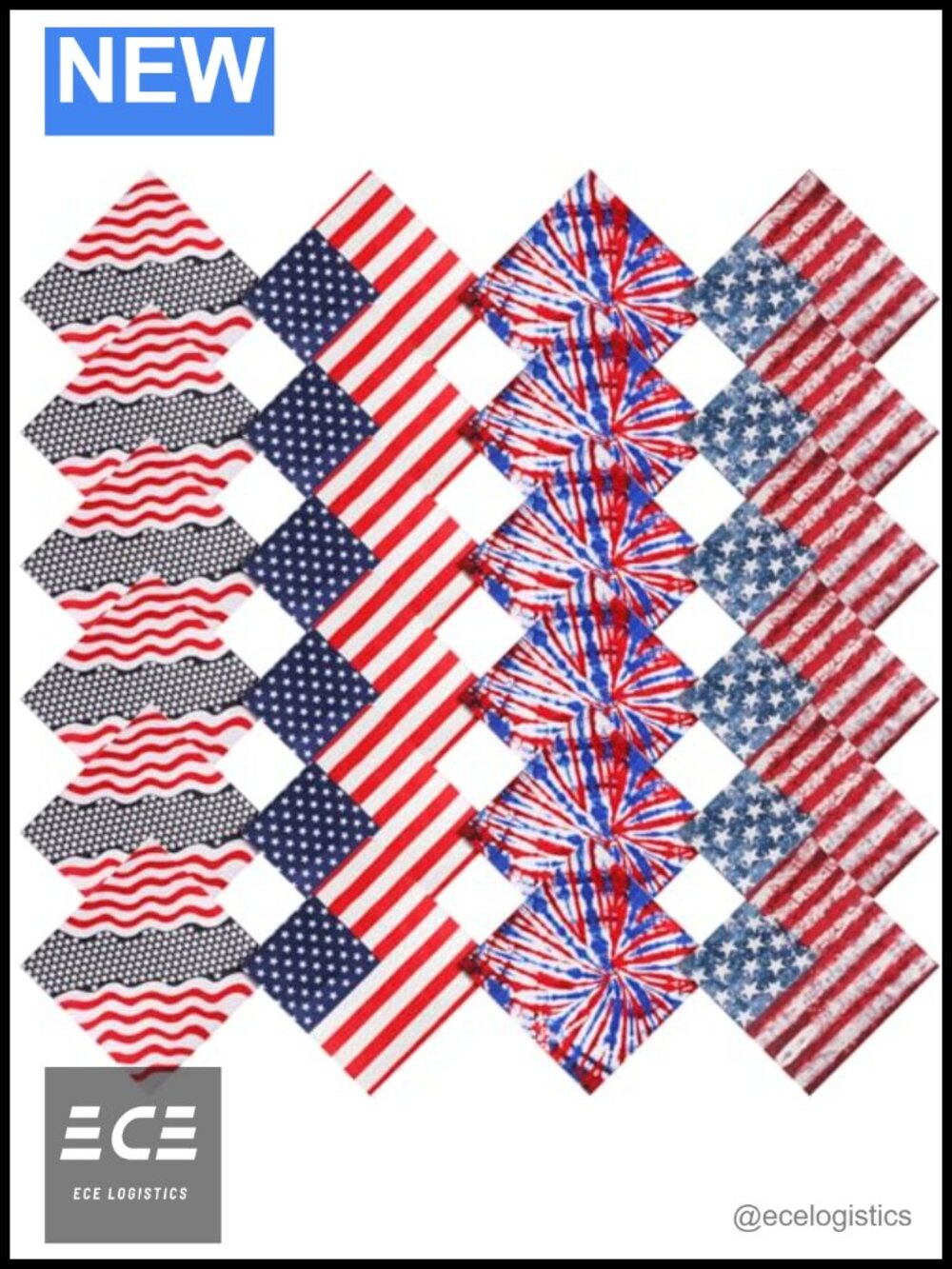 Tie Dye Bandana Handkerchief Patriotic Head Bandannas Scarf 24 Pack